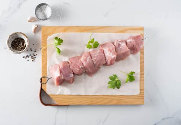 Cubes à brochette de porc biologique