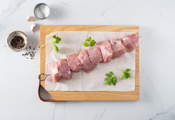 Cubes à brochette de porc biologique