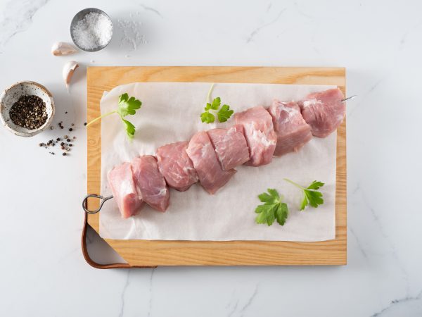 Cubes à brochette de porc biologique