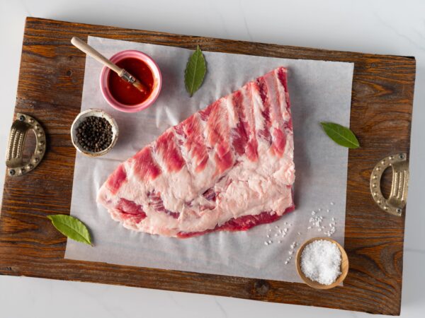 Demie côtes levées de flanc de porc biologique ( St-Louis )